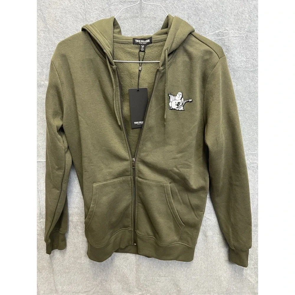 True Religion Radiant Buddha Zip Hoodie Olive Green Mens Small 92KBBGTFW49RGWP